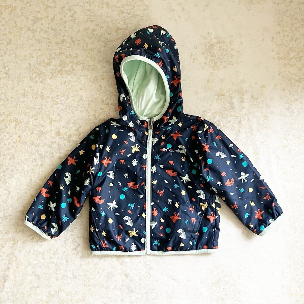 Columbia Toddler 2T Reversible Windbreaker Bigfoot Surfer Print Hooded Jacket